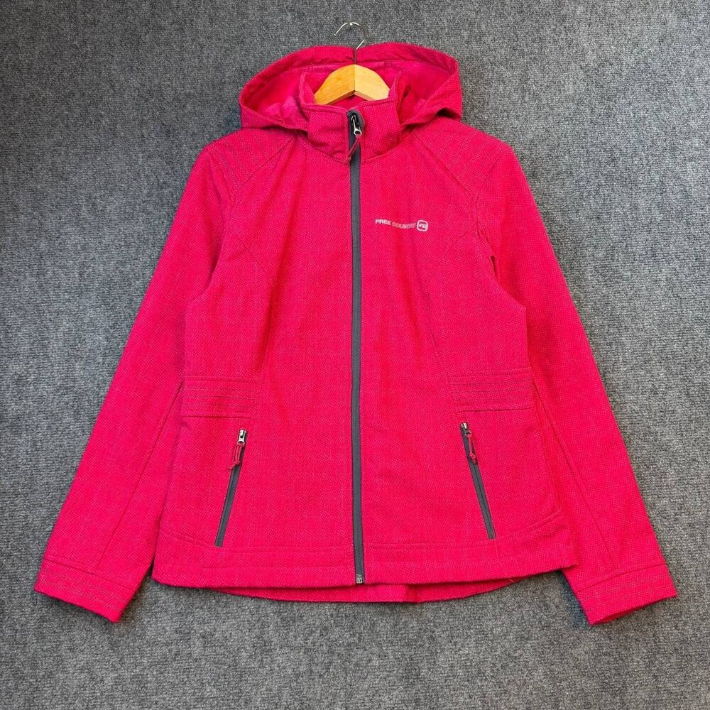 Free Country Women’s Hooded Jacket Pink Full Zip Faux Fur Lined Size M